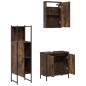 vidaXL Set Mobili da Bagno 3 pz Rovere Fumo in Legno Multistrato