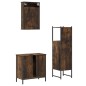 vidaXL Set Mobili da Bagno 3 pz Rovere Fumo in Legno Multistrato