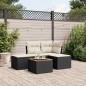 vidaXL Set Divani da Giardino 5 pz con Cuscini in Polyrattan Nero vidaXL Set Divani da Giardino 5 pz con Cuscini in Polyrattan Nero