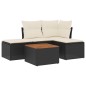 vidaXL Set Divani da Giardino 5 pz con Cuscini in Polyrattan Nero vidaXL Set Divani da Giardino 5 pz con Cuscini in Polyrattan Nero