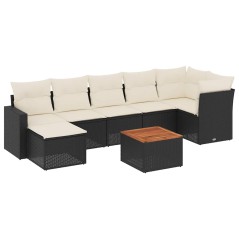 vidaXL Set Divani da Giardino con Cuscini 8 pz Nero in Polyrattan