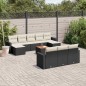 vidaXL Set Divani da Giardino 11 pz con Cuscini in Polyrattan Nero vidaXL Set Divani da Giardino 11 pz con Cuscini in Polyrattan Nero