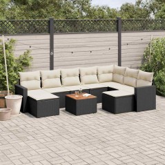 vidaXL Set Divani da Giardino 10pz con Cuscini in Polyrattan Nero