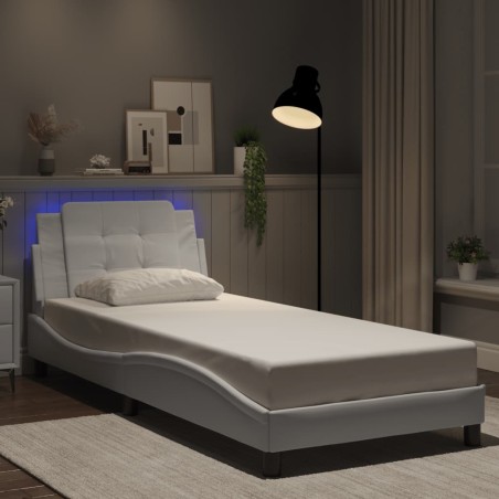 vidaXL Giroletto con Luci LED Bianco 90x200 cm in Similpelle