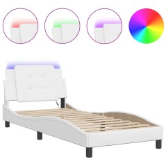 vidaXL Giroletto con Luci LED Bianco 90x200 cm in Similpelle