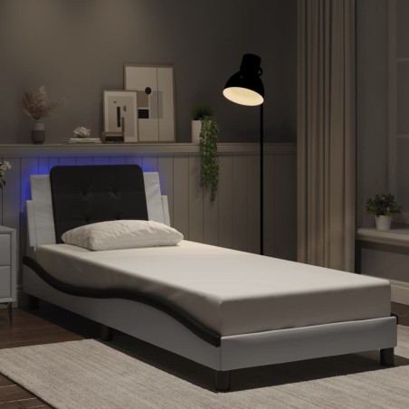 vidaXL Giroletto con Luci LED Bianco e Nero 100x200 cm in Similpelle