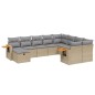 vidaXL Set Divano da Giardino 10 pz con Cuscini Beige in Polyrattan vidaXL Set Divano da Giardino 10 pz con Cuscini Beige in Polyrattan