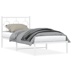 vidaXL Giroletto con Testiera Metallo Bianco 90x200 cm