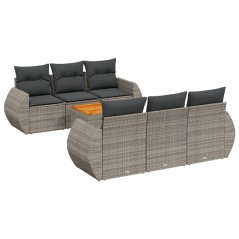 vidaXL Set Divani da Giardino 7 pz con Cuscini Grigio in Polyrattan