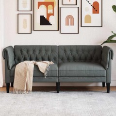 vidaXL Divano Chesterfield a 2 Posti Grigio Scuro in Tessuto