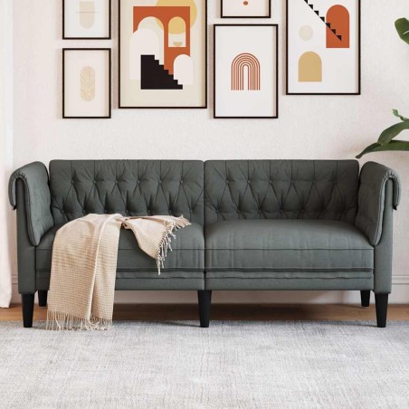 vidaXL Divano Chesterfield a 2 Posti Grigio Scuro in Tessuto