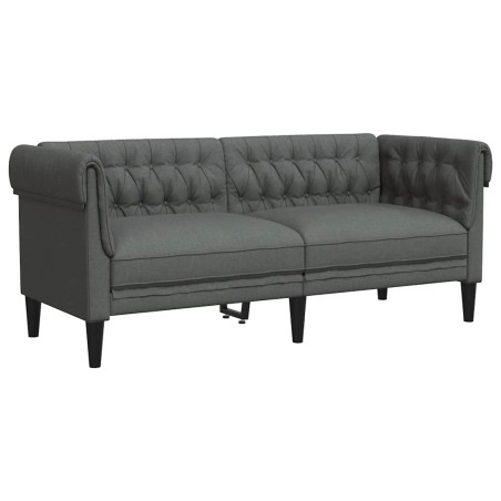 vidaXL Divano Chesterfield a 2 Posti Grigio Scuro in Tessuto