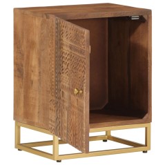 vidaXL Comodino 40x30x50 cm in Legno Massello di Mango e Ferro