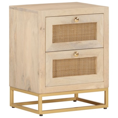 vidaXL Comodino 40x30x50 cm in Legno Massello di Mango e Ferro