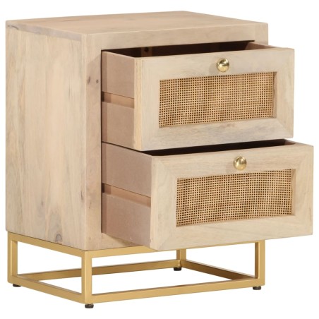 vidaXL Comodino 40x30x50 cm in Legno Massello di Mango e Ferro
