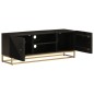 vidaXL Mobile TV Nero 110x30x40 cm in Legno Massello di Mango e Ferro vidaXL Mobile TV Nero 110x30x40 cm in Legno Massello di Mango e Ferro