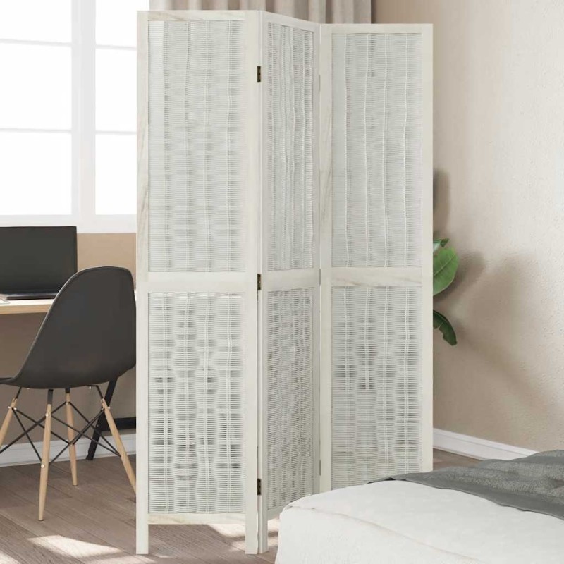 vidaXL Divisorio Ambienti 3Pannelli Bianco Legno Massello di Paulownia vidaXL Divisorio Ambienti 3Pannelli Bianco Legno Massello di Paulownia