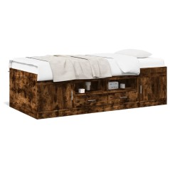 vidaXL Divano Letto con Cassetti senza Materasso Rovere Fumo 90x190 cm