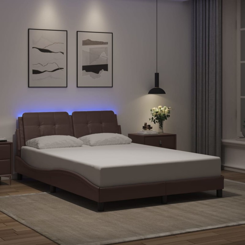 vidaXL Giroletto con Luci LED Marrone 140x200 cm in Similpelle vidaXL Giroletto con Luci LED Marrone 140x200 cm in Similpelle