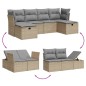 vidaXL Set Divano da Giardino 6 pz con Cuscini Beige Misto Polyrattan vidaXL Set Divano da Giardino 6 pz con Cuscini Beige Misto Polyrattan