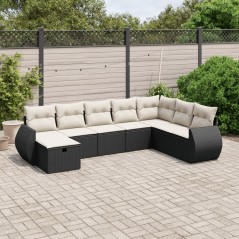 vidaXL Set Divani da Giardino con Cuscini 8 pz Nero in Polyrattan