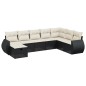 vidaXL Set Divani da Giardino con Cuscini 8 pz Nero in Polyrattan vidaXL Set Divani da Giardino con Cuscini 8 pz Nero in Polyrattan