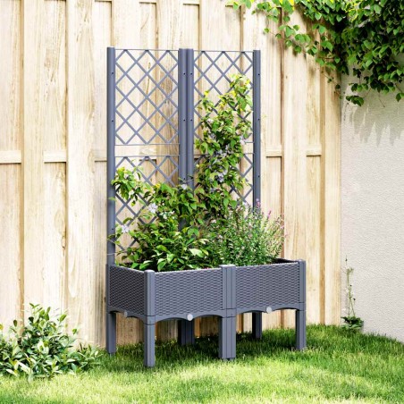 vidaXL Fioriera Giardino con Traliccio Grigio Blu 80x40x142 cm PP