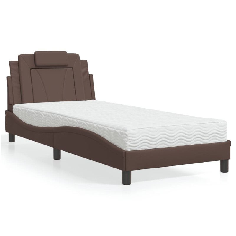 vidaXL GiroLetto con Materasso Marrone 90x200 cm in Similpelle vidaXL GiroLetto con Materasso Marrone 90x200 cm in Similpelle
