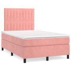 vidaXL Giroletto a Molle con Materasso Rosa 120x190 cm in Velluto