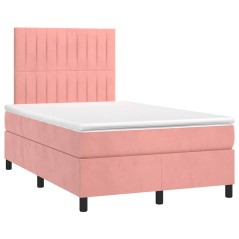 vidaXL Giroletto a Molle con Materasso Rosa 120x190 cm in Velluto