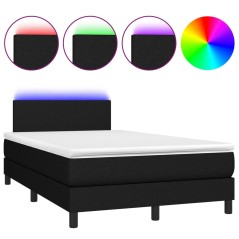 vidaXL Letto a Molle con Materasso e LED Nero 120x190 cm in Tessuto