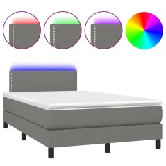 vidaXL Letto a Molle Materasso e LED Grigio Scuro 120x190cm in Tessuto