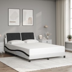 vidaXL Giroletto con Testiera Nero e Bianco 140x200 cm in Similpelle