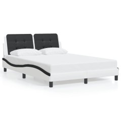 vidaXL Giroletto con Testiera Nero e Bianco 140x200 cm in Similpelle