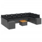 vidaXL Set Divani da Giardino 11 pz con Cuscini in Polyrattan Nero