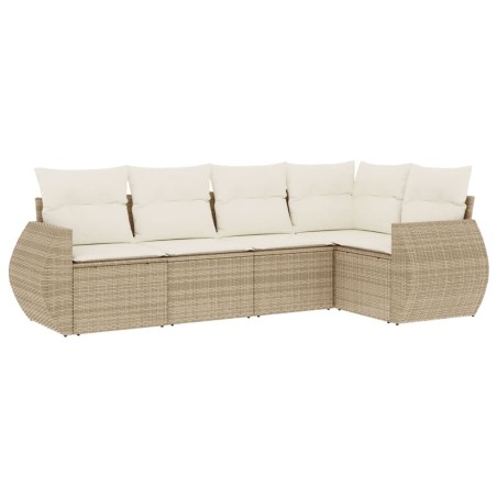 vidaXL Set Divano da Giardino 5 pz con Cuscini Beige in Polyrattan