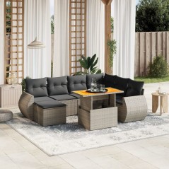 vidaXL Set Divano da Giardino 8 pz con Cuscini Grigio in Polyrattan