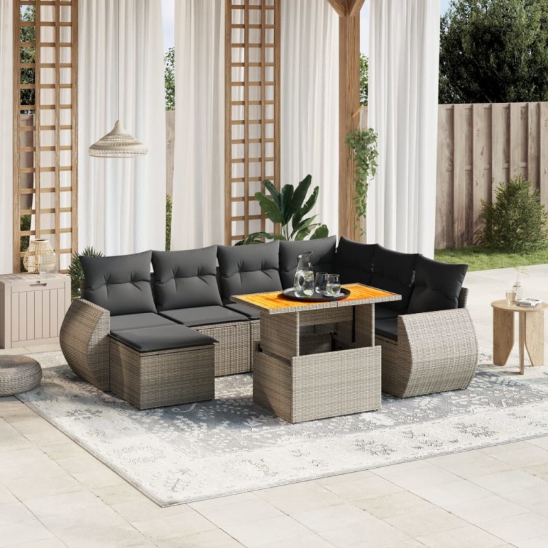 vidaXL Set Divano da Giardino 8 pz con Cuscini Grigio in Polyrattan vidaXL Set Divano da Giardino 8 pz con Cuscini Grigio in Polyrattan
