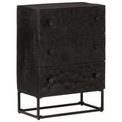 vidaXL Cassettiera Nera 55x30x76 cm in Legno Massello di Mango e Ferro