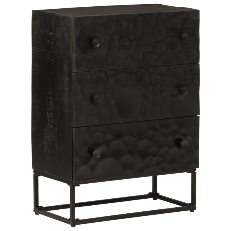 vidaXL Cassettiera Nera 55x30x76 cm in Legno Massello di Mango e Ferro vidaXL Cassettiera Nera 55x30x76 cm in Legno Massello di Mango e Ferro