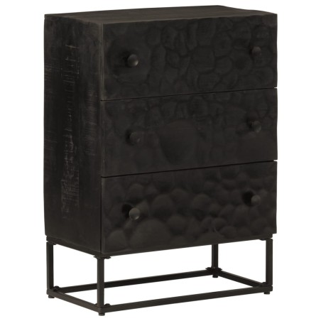 vidaXL Cassettiera Nera 55x30x76 cm in Legno Massello di Mango e Ferro