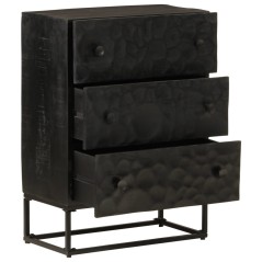 vidaXL Cassettiera Nera 55x30x76 cm in Legno Massello di Mango e Ferro