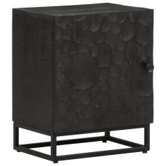 vidaXL Comodino Nero 40x30x50 cm in Legno Massello di Mango e Ferro