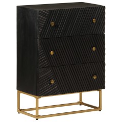 vidaXL Cassettiera Nera 55x30x76 cm in Legno Massello di Mango e Ferro
