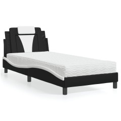 vidaXL Letto con Materasso Nero e Bianco 90x190 cm in Similpelle