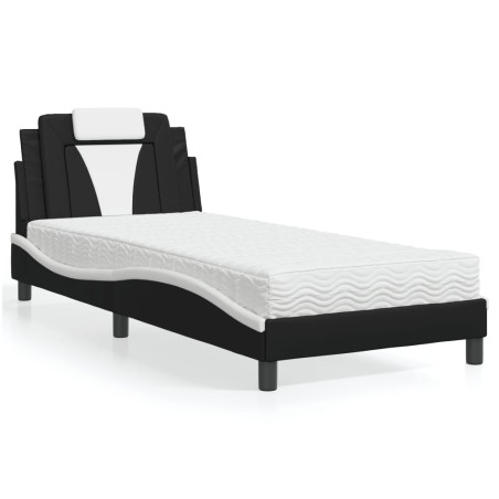 vidaXL Letto con Materasso Nero e Bianco 90x190 cm in Similpelle