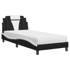 vidaXL Letto con Materasso Nero e Bianco 90x190 cm in Similpelle