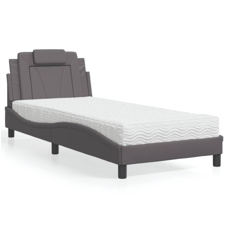 vidaXL Letto con Materasso Grigio 90x190 cm in Similpelle
