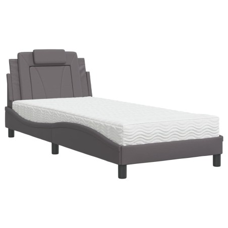 vidaXL Letto con Materasso Grigio 90x190 cm in Similpelle