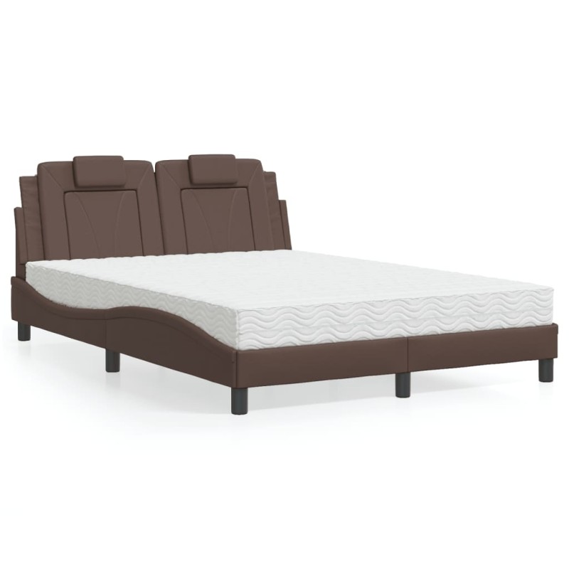 vidaXL Letto con Materasso Marrone 140x190cm in Similpelle vidaXL Letto con Materasso Marrone 140x190cm in Similpelle